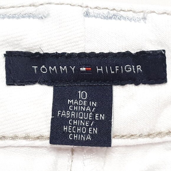 Tommy Hilfiger Jeans Womens 10 White Y2K Crop Straight Stretch Mid Rise Logo - Picture 13 of 15
